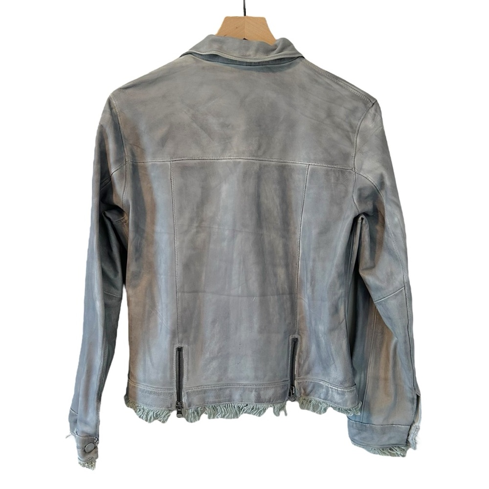 Jakett Alexa Patina Leather Shirt Jacket Blue Grey Womens M - Picture 5 of 7